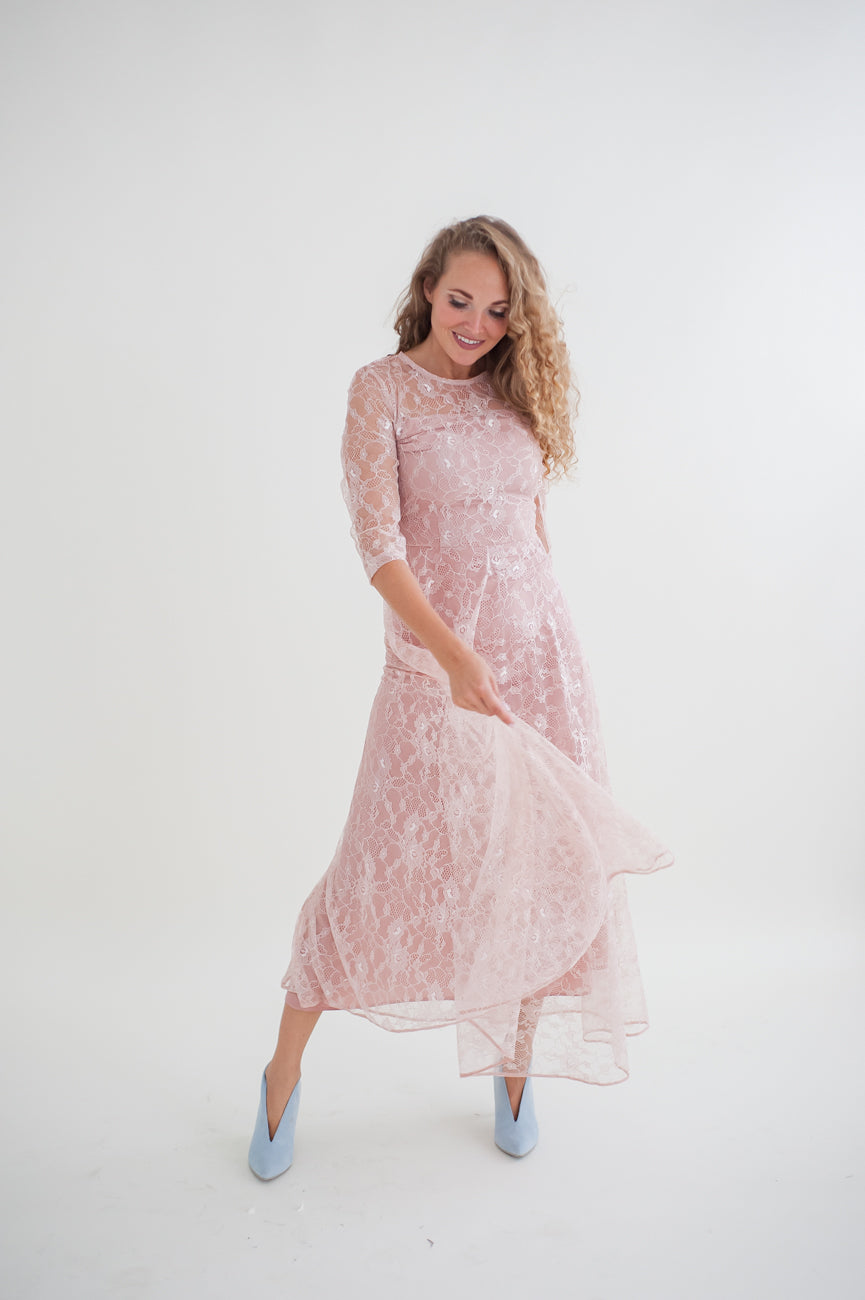 Pink hotsell overlay dress