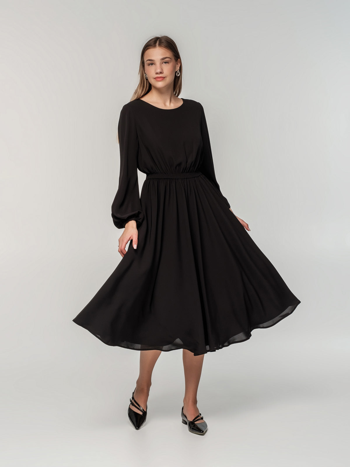 Classic midi black dress