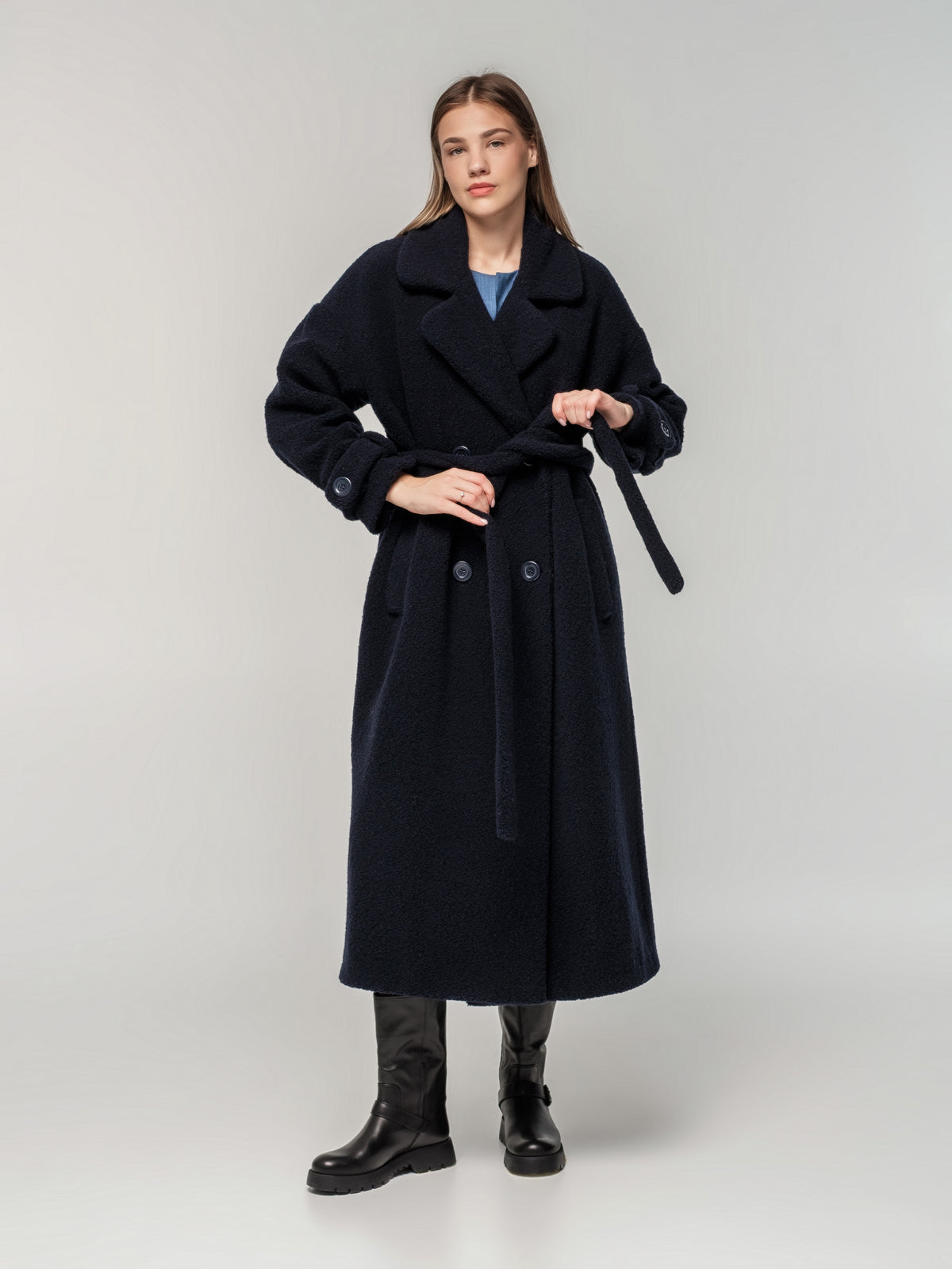 Dark blue wool long coat