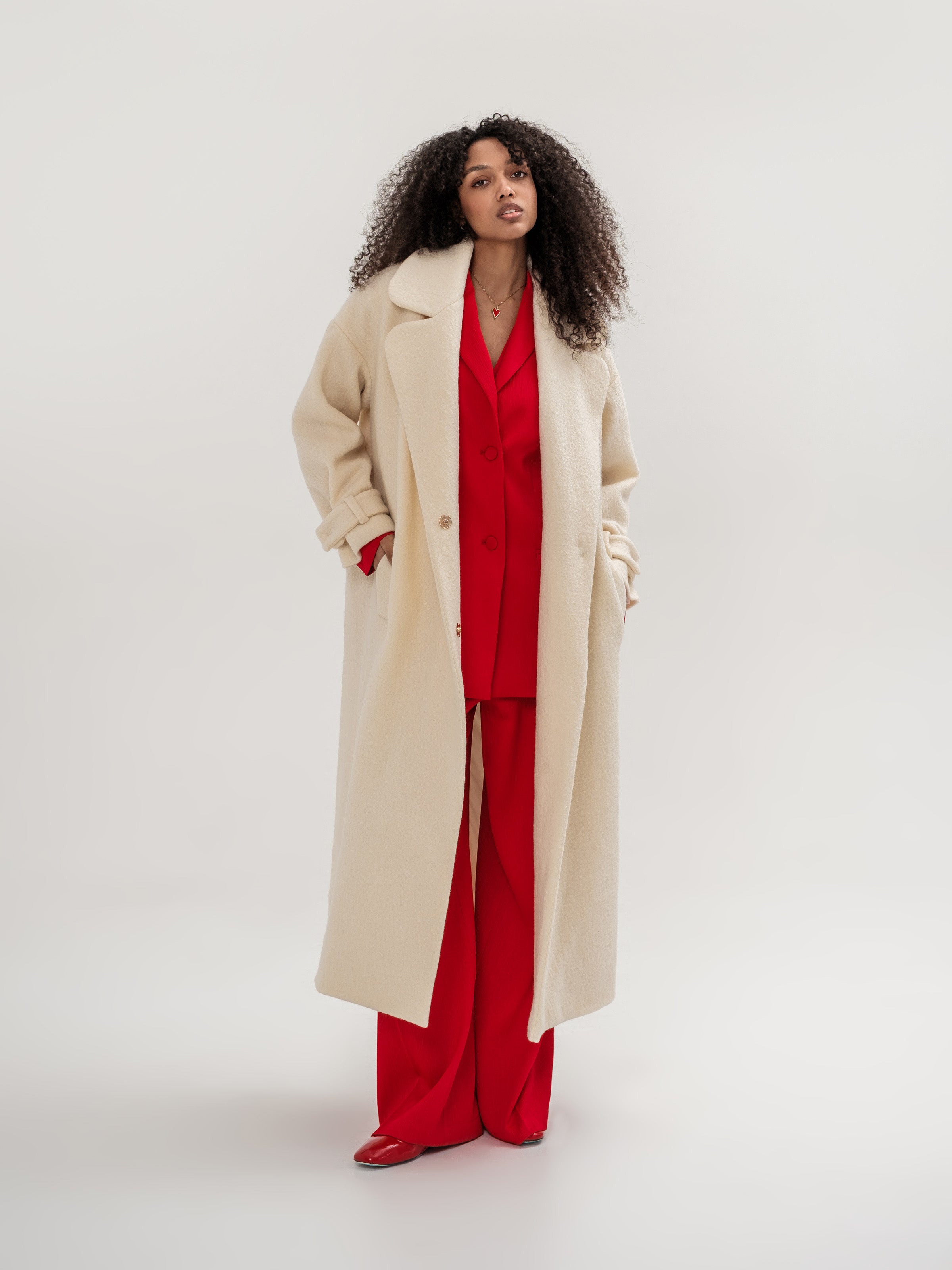 Mango red cheap wool coat