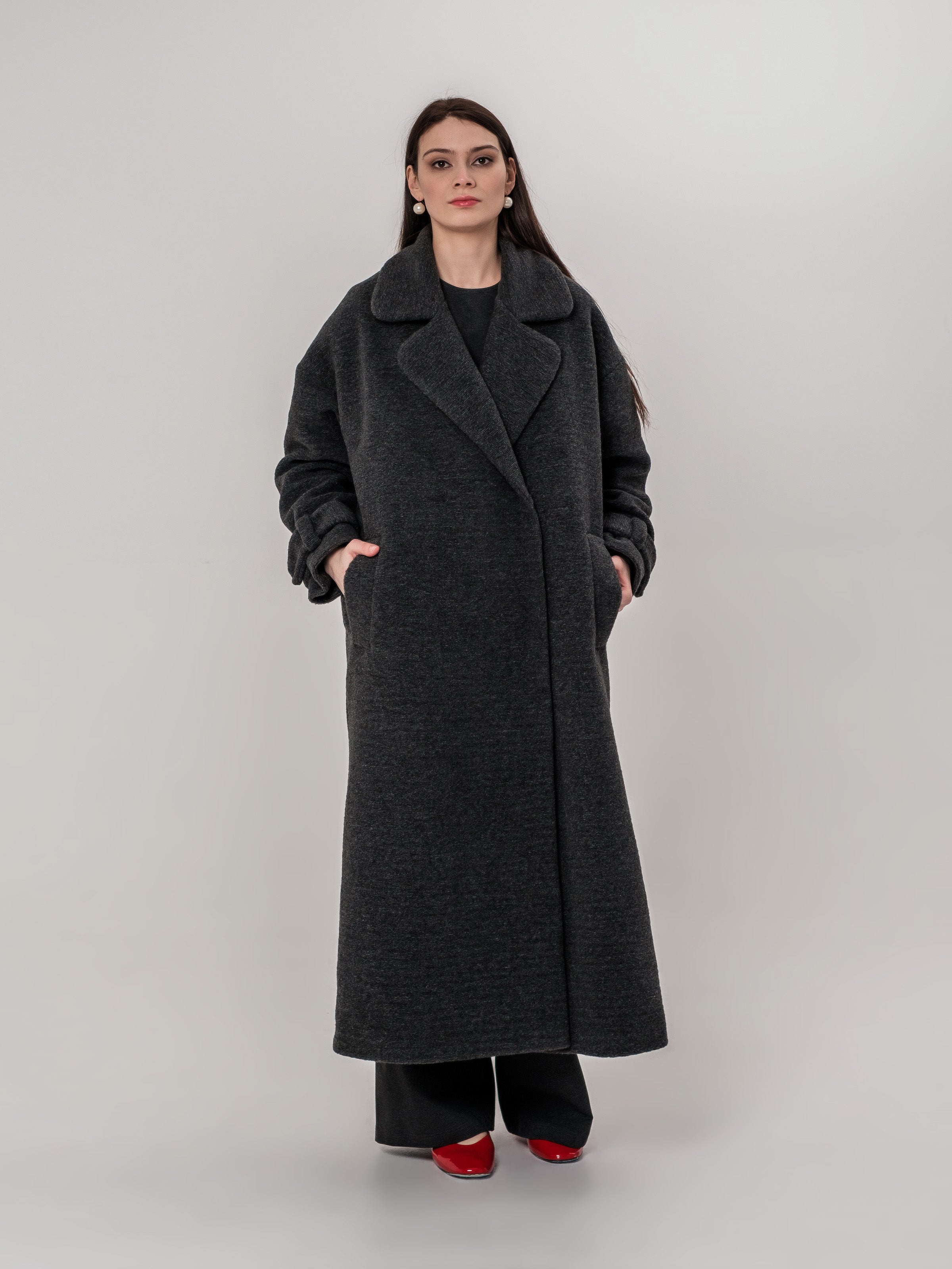 Dark gray wool coat best sale