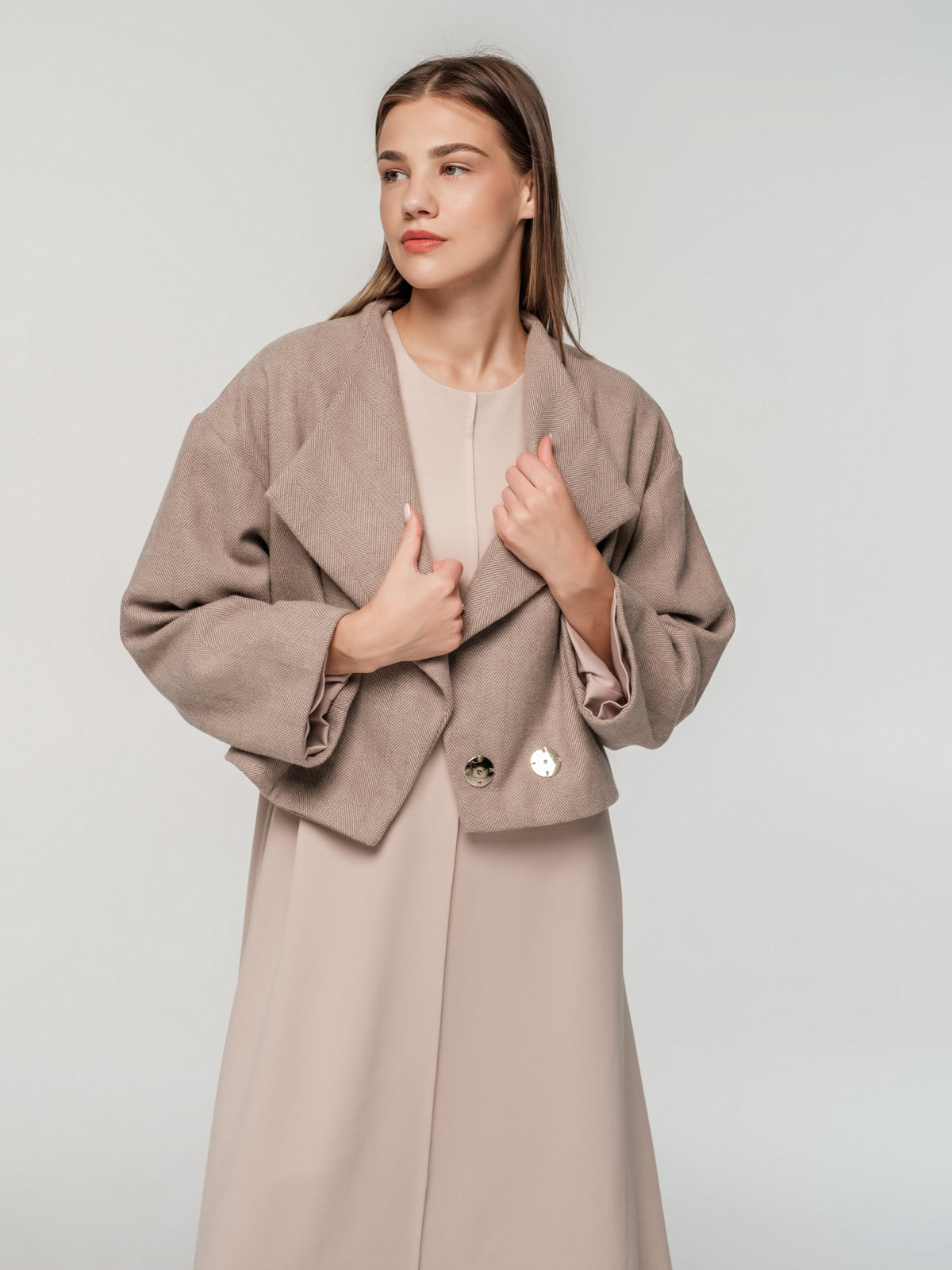 Short warm beige coat